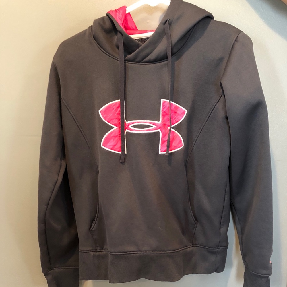 Under Armour hoodie! Gray and pink size small